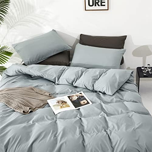 Luxlovery Blue Comforter Set King Dusty Blue Bedding Comforter Set Solid Bedding Set Breathable Blanket Quilts Modern Bedding Set for King Bed - Image 6