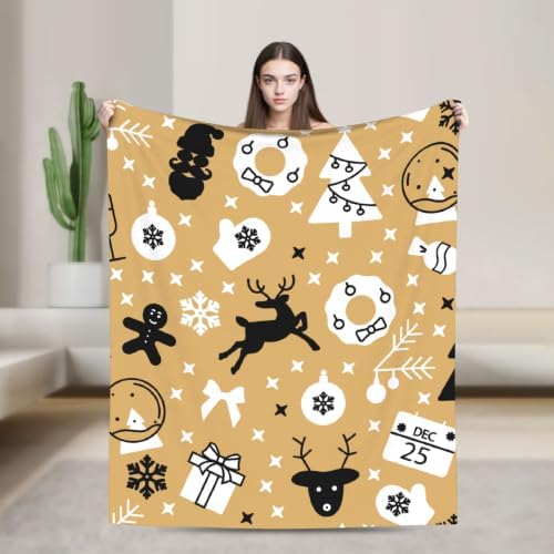 Christmas Reindeer Gingerbread Flannel Fleece Throw Blanket by Unknown