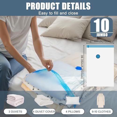 10 Jumbo Vacuum Storage Bags for Bedding with Electric Pump - Image 3