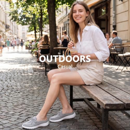 Buyrew Mules for Women with Arch Support - Lightweight Washed Cotton Sneaker Mules - Breathable Walking Flats, Comfortable Slip On Shoes for Business Casual, Office, Travel - Image 3