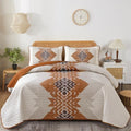 Dintszyayue Boho Full Quilt Set, Terracotta Aztec Reversible Bedspread by Dintszyayue