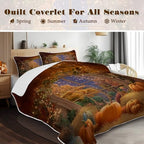 BlessLiving Fall Quilt Set King Size: Soft Lightweight Pumpkin Bedspreads - Image 2