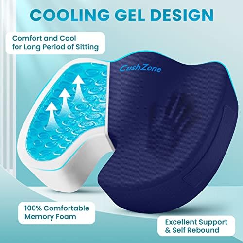Gel Seat Cushion, Cooling Memory Foam Cushion for Office Chair, Blue - Image 2