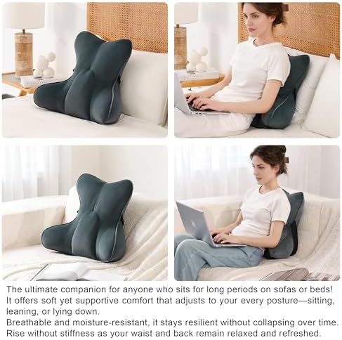 Lumbar Support Pillow(Pat. Pend) for Lower Back Pain Relief – Multi-Functional Ergonomic Lumbar Cushion, Reading Pillow for Office Chair, Car Seat & Sofa,Charcoal Gray - Image 5