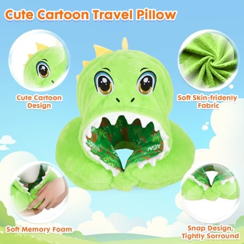 Travel Neck Pillow with Hood for Kids Adult Cute Soft Plush Memory Foam Airplane Neck Pillow for Traveling Animal Flight Pillow Head Rest Neck Support for Cars Long Flights - Image 2