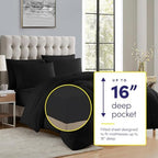 Sweet Home Collection 7 Piece Comforter Set Bag Solid Color All Season Soft Down Alternative Blanket & Luxurious Microfiber Bed Sheets, Black, Queen - Image 2