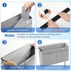 10 Pack Desk Side Hanging Organizer, Adhesive Storage Bag with Pockets for Magazine Ipad Notebook, for End Tables Home Office Desks Computer Workstations Dressing Table, Grey - Image 2