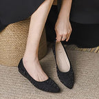 KUNWFNIX Women Ballet Flats Rhinestone Wedding Ballerina Shoes Foldable Sparkly Comfort Slip on Flat Shoes - Image 3