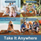 Family Outdoor Waterproof Picnic Blankets Red Western Southwest Santa Tribal Native Desert Portable Foldable Beach Blanket Sandproof Sand Mat - Image 5