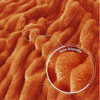Exclusivo Mezcla Striped California King Fleece Bed Blanket, Burnt Orange - Image 6