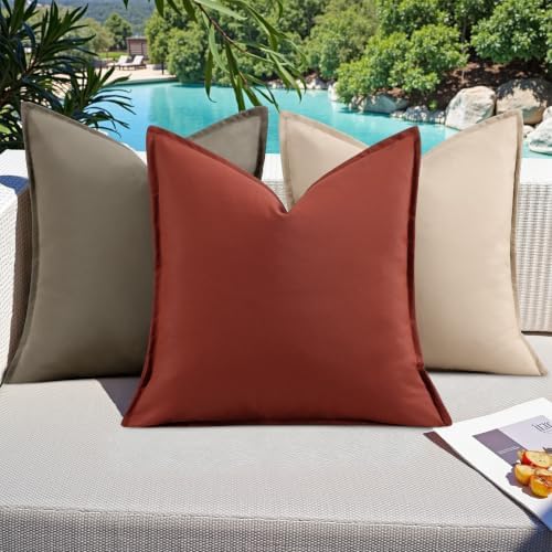 decorUhome Outdoor Waterproof Faux Linen Throw Pillow Covers 26x26 Set of 2 - Image 5