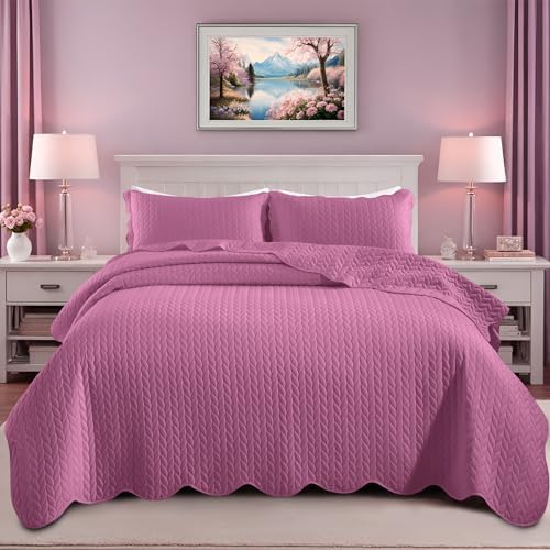 Twin Quilt Set Bedspread Coverlet Microfiber Bedding Leaf Purple 68x86 by IRImperialRooms