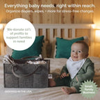 Parker Baby Co. Felt Diaper Caddy Organizer - Large, Charcoal - Image 2
