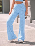Aoysky Womens Wide Leg Gingham Yoga Pants High Waist Casual Lounge Pants - Image 2