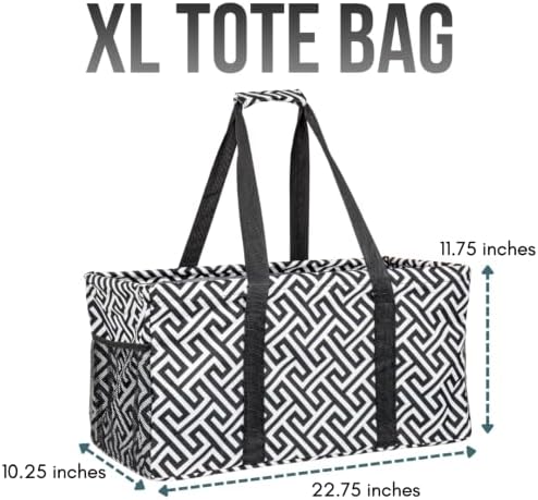 Extra Large Utility Tote Bag - Oversized Collapsible Beach Bag - Geo Black - Image 4