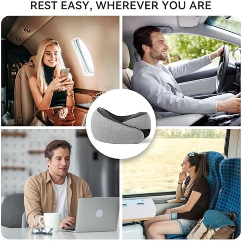 SZXYX Travel Pillows - 100% Pure Memory Foam Neck Pillow for Airplanes, Comfortable Breathable Cover, 360° Support Stowable Pillows for Sleeping, Car, Airport Travel Essentials, Dark Gray - Image 7