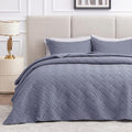 Love's cabin King Size Quilt Bedding Set Bluish Grey Bedspreads - Bed Summer Lightweight Bedspread Comforter - Wave Pattern Bedding Coverlet for All Season - 3 Pieces (1 Quilt, 2 Pillow Shams) by Lovescabin