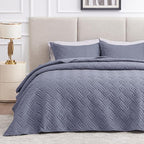 Love's cabin King Size Quilt Bedding Set Bluish Grey Bedspreads - Bed Summer Lightweight Bedspread Comforter - Wave Pattern Bedding Coverlet for All Season - 3 Pieces (1 Quilt, 2 Pillow Shams) by Lovescabin