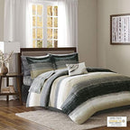 Madison Park Essentials Twin Comforter Set, Bed in a Bag Twin, Watercolor Print Coastal Comforter & Chambray Cotton Sheet Set, All Season Bedding Set, Saben, Taupe Twin (68 in x 86 in) 7 Piece - Image 3