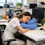 Double-Layer Inflatable Neck Pillow, Press-to-Inflate U-Shaped Pillow, Portable Neck Support for Office Trip Travel, Blue - Image 2