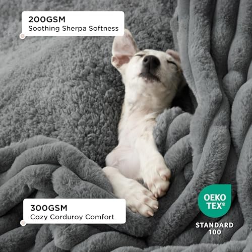 Bedsure ComfyFleece® Waterproof Blanket for Bed, King（86"x108"） Warm Grey - Image 2