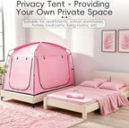 Privacy Sleep Indoor Bed Tent for Adults Kids, Portable Blackout 90% Canopy Tents with 3 Doors Breathable Mesh Windows - Image 6