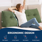 IASEAHK Headboard Pillow Twin, Wedge Pillow Headboard, Forest Green - Image 3