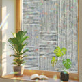 Window Privacy Film Static Cling, Black Modern Striped Decorative Stained Glass Window Film for Balcony Doors/Full-Length Windows/Tall Glass Panels, Grid Line Blocks Farmhouse 23.6 x 78.7 Inches by Pinroote