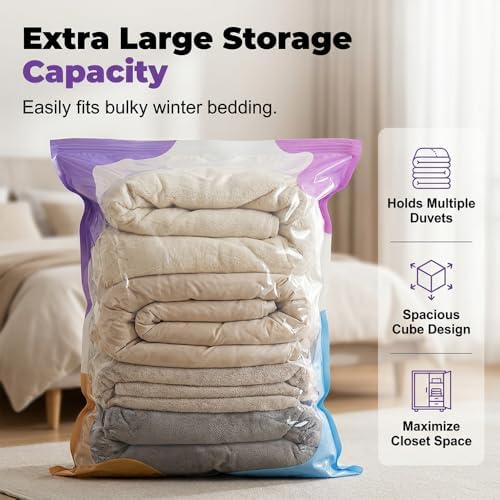 No-Pump Vacuum Storage Bags, 2026 New Cube Compression Space Saver Bags, Upgrade Large Storage Compression Bags, 3D No-Pump Vacuum Bags for Clothes, Comforters, Blankets, Bedding (31.5"*39.4"-5pcs) - Image 5