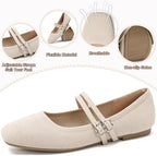 Womens Woven Ballet Flats, Foldable Mary Jane Shoes for Casual Wear - Image 3
