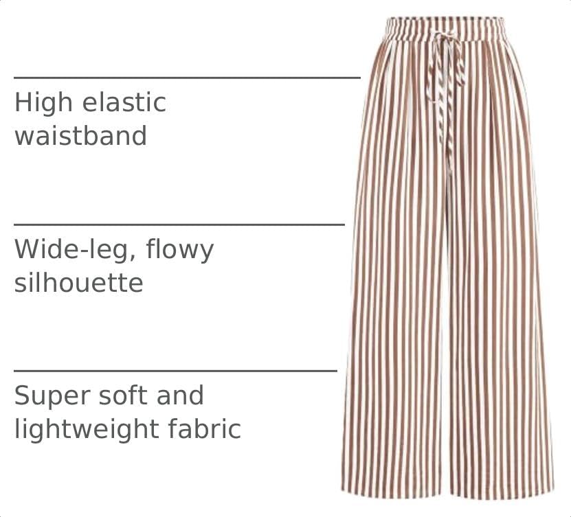 PRETTYGARDEN Womens Pants Elastic Waist Striped Lightweight Palazzo Pant - Image 4