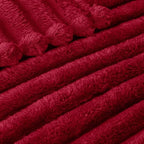 Exclusivo Mezcla Striped Queen Size Fleece Blanket for Bed, Deep Red - Image 4