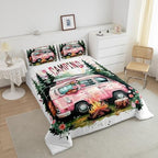 Erosebridal Kids RV Camper Full Bedding Set,Happy Camping Comforter Set for Boys Girls Bedroom Decor,Rustic Country Flower Bed Set Woodland Tree Bedding Comforter Sets,2 Pillowcases - Image 4