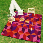 Large Waterproof Picnic Blankets Abstract Pattern Pink Red 78.7"x78.7" - Image 6