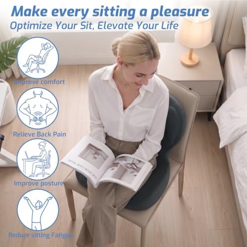 Memory Foam Seat Cushion,Orthopedic Ergonomic Seat Cushions for Tailbone,Sciatica, and Back Pressure Relief,L-Shaped Design & Adjustable Strap,Lumbar Support Pillow for Office,Car,Desk Chair - Image 2