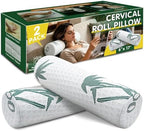 Asatdd Neck Roll Pillow, 2 Pack Foam Cervical Roll Pillow with Breathable Cover for Office Chair, Recliner Rest, and Home and Travel Use, 6" x 17" by Asatdd