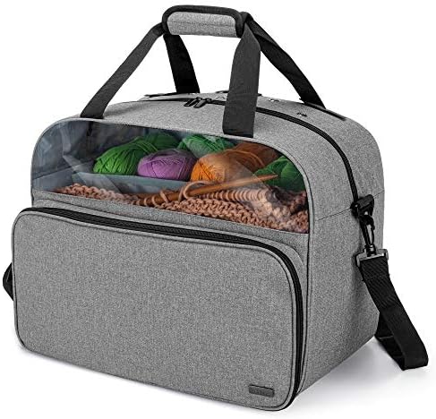 Teamoy Knitting Bag Tote, Crochet Bag Yarn Storage Organizer, Gray by Teamoy