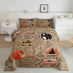 Erosebridal Camping Themed Toddler Bedding Set,RV Camper Comforter Set for Kids Boys Girls Bedroom Decor,Forest Bear Fox Owl Bed Set Travel Trailer Bunk Bedding Comforter Sets,1 Pillowcase - Image 2