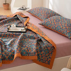 100% Cotton Muslin Blanket Jacquard Bohomian Mandala Floral Print Quilt, Soft Bed Cover 3 Layers Reversible Bedspread Coverlet Breathable Lightweight Bedding Twin(59"x94"), No Pillow Sham - Image 3