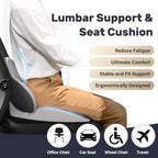 Coverado Car Seat Cushion and Lumbar Support Pillow, Memory Foam Ergonomic Back Support Driving Seat Cushion for Sciatica, Tailbone, Back Pain, Non-Slip Washable Cushion for Car, Driver, Office - Image 2