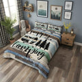 Travelling Trailer Car Duvet Cover Queen Size Brown White Vintage Barn Door Comforter Cover with 2 Pillowcases for Teens Adults RV Camper Bedding Set 3 Pcs Decorative Bed Cover(Not Comforter) by CastleFairy