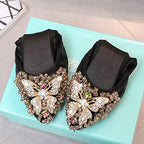 KUNWFNIX Women Ballet Flats Rhinestone Wedding Ballerina Shoes Foldable Sparkly Comfort Slip on Flat Shoes - Image 3