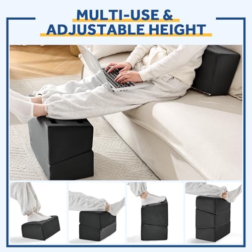 Foot Rest for Under Desk at Work, Adjustable Footrest for Office Chair & Gaming Chair,Ergonomic Footrest Pillow Desk Foot Stool with Washable Cover for Home, Airplane, Travel (Black) - Image 4