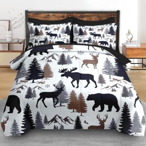 Pamnest Full Comforter Set with Sheets, 7 Pieces Woodland Bear Bedding - Image 3