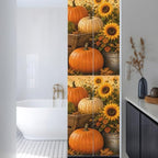 Window Privacy Film Frosted, Fall Pumpkins Reusable Static Cling Window Tints, Thanksgiving Autumn Sunflowers Orange Heat Control Windows Films for Offices, Balcony, 29.5 x 118 Inches - Image 3