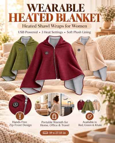 2027 New Heated Shawl Wraps for Women, USB Wearable Blanket - Image 2
