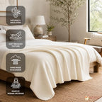 ALPAKITAS Alpaca Wool Blanket – Throw Size, 64 x 45 Inches – Warm & Lightweight – Couch, Bed, or Outdoor Blanket – Beige - Image 4