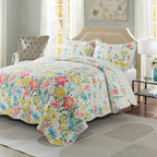 Travan Floral Quilt King Quilt Bedding Set, Ultra Soft Reversible Microfiber King Size Quilt Set with 1 Quilt Set and 2 Shams Yellow Flower Coverlet Set for All Season, Coreopsis-Yellow - Image 2