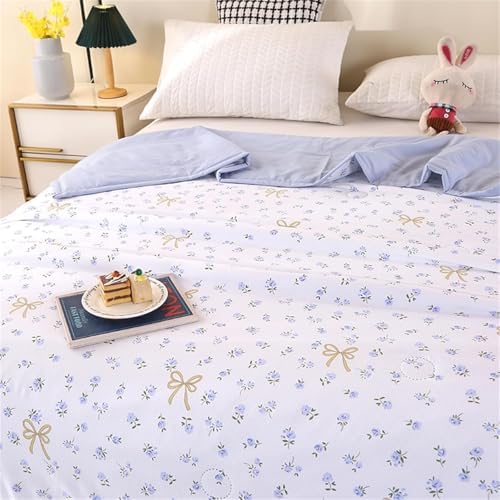 Coverless Duvet Single Double King Size, Reversible Summer Quilted Duvet Cosy and Lightweight Quilt Breathable Bedspreads Quilted Throw for Beds,Blue,150 * 200cm - Image 2