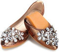 KUNWFNIX Women Ballet Flats Rhinestone Wedding Ballerina Shoes Foldable Sparkly Comfort Slip on Flat Shoes by KUNWFNIX